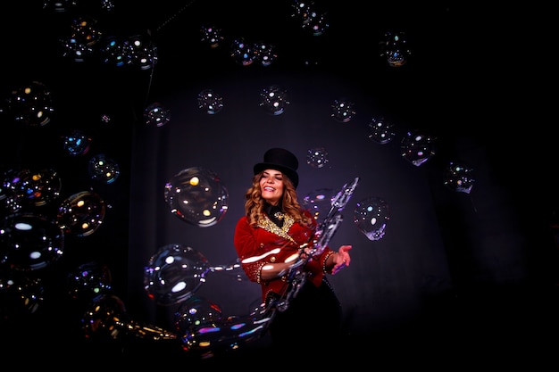 girl stage costume top hat her head female magician illusionist theatrical clothes 289152 2907
